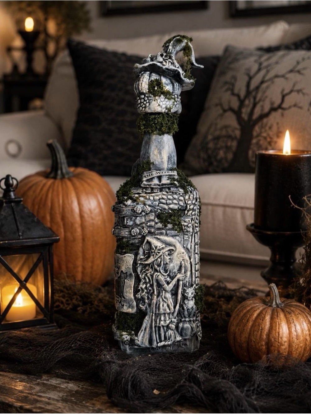 Witch & Cat Bottle – Gothic Witch Decor – Funny Quote